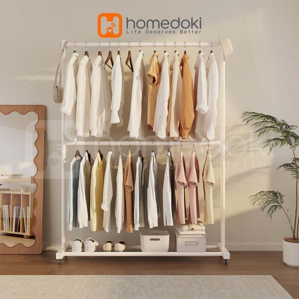 Homedoki Rak Gantungan Baju Aesthetic/Rak Gantungan Serbaguna/Rak Gantung Baju/Rak Gantungan Baju Po