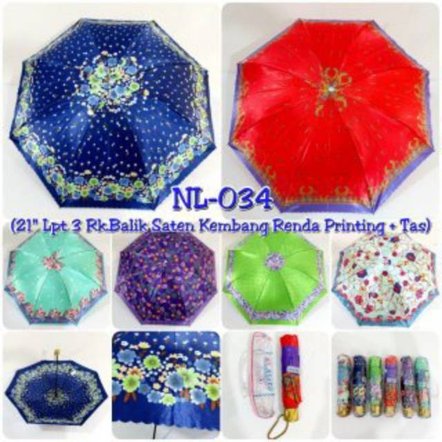 payung lipat UV motif + FREE TAS / nagoya agoya folding umbrella hujan