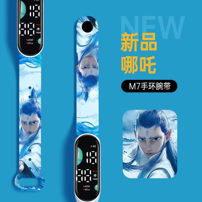 Jam Tangan Elektronik LED Tahan Air Bercahaya Bergaya Pelajar Jam Tangan Gambar Cetak Laut Anime Nez