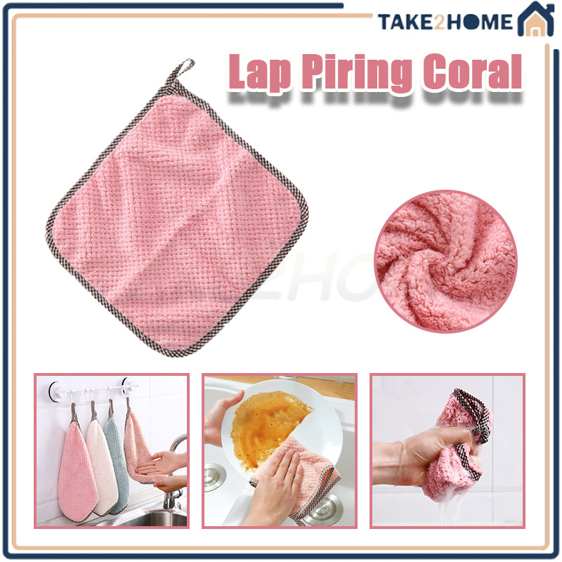 Lap Tangan Handuk Coral Fleece Microfiber/Kain Gantung Kain Lap Dapur Bahan Coral Fleece/Kain Lap Ta