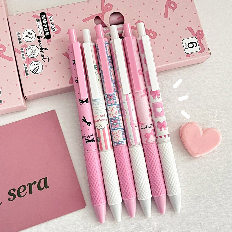 

Pulpen Gel Aesthetic 0.5mm Pena Gel Pens Lucu Ins Bolpoin Korea Retractable Pink School Stuff Stationery Alat Tulis