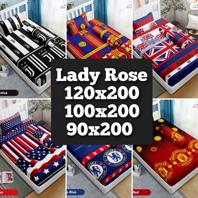 HIGH DEMAND Sprei Lady Rose Single 120 100 90 Tinggi 20 / Motif Klub Bola Anak Cowok Laki Laki Dewas