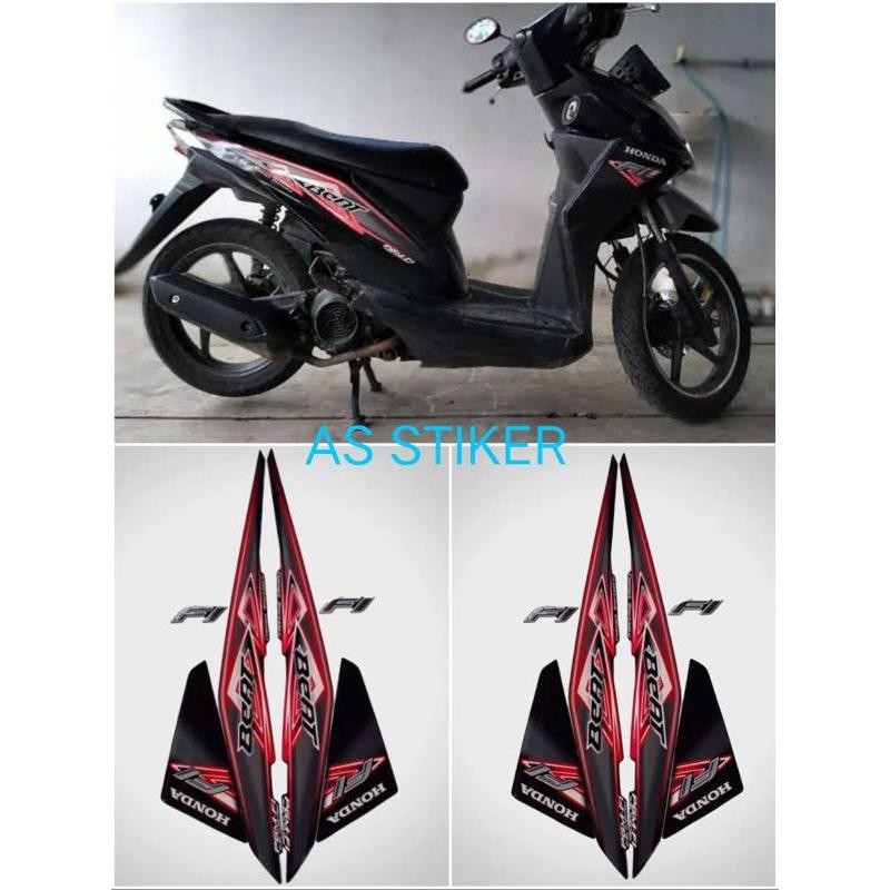 Stiker striping motor beat PGM Fi 2013 hitam full body original