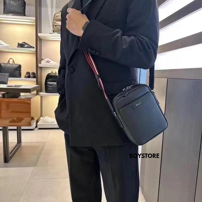 BALLY Code Bovine Leather Messenger Bag Authentic