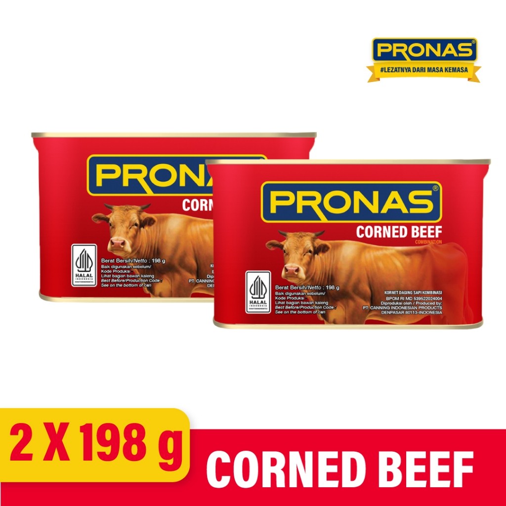 

Pronas Kornet Sapi Regular 198 g Dalam Kemasan Kaleng EOE Bundling 2 Pcs