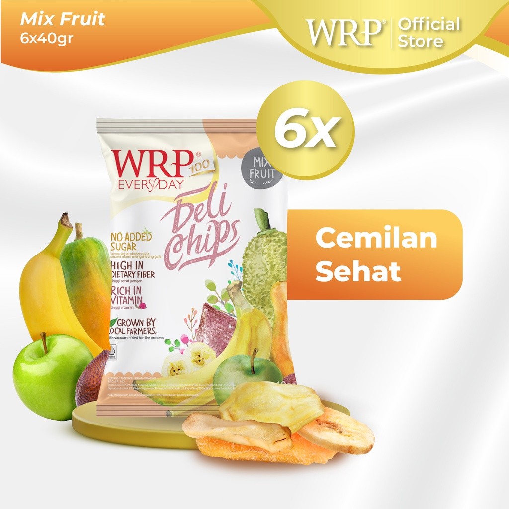 

WRP Delichips Mix Fruit 6 X 40G - Keripik Buah