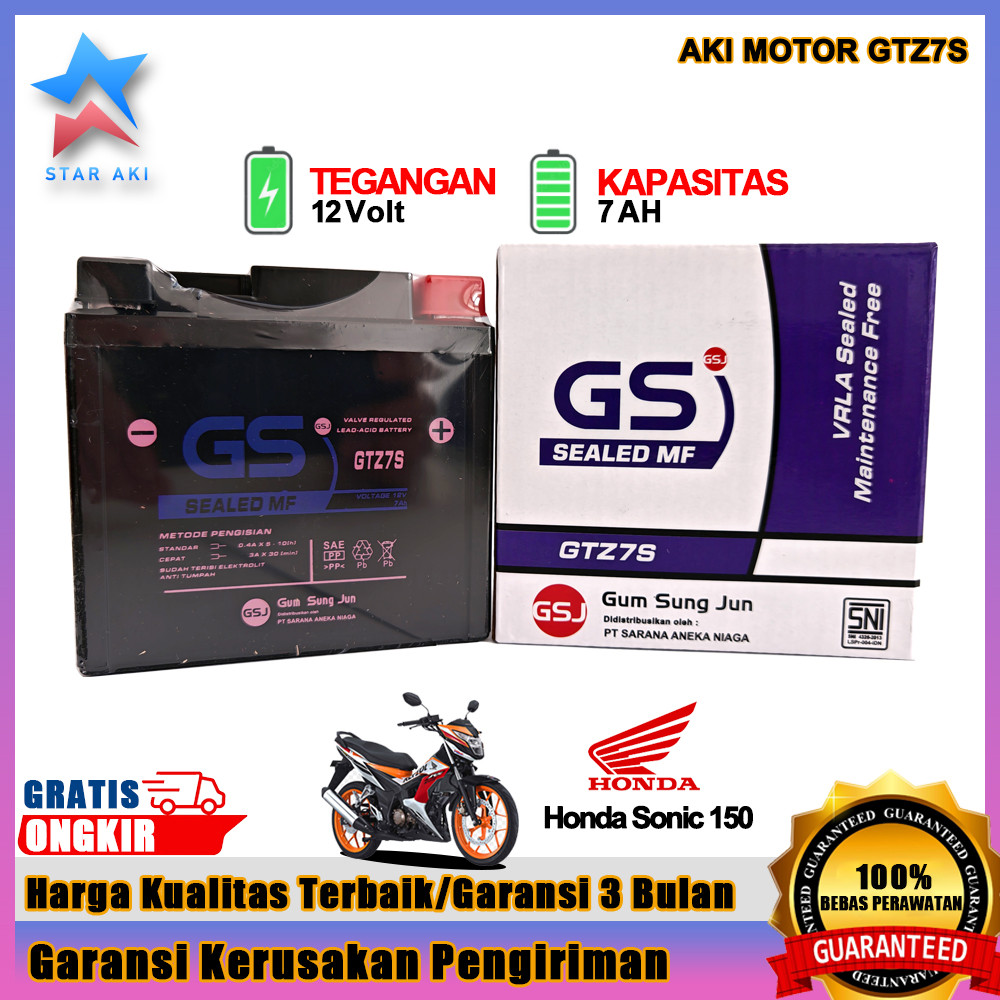 Aki Motor Honda Sonic 150 Aki Kering Accu Kering MF GTZ7S