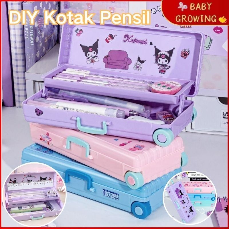 

6.6 Sanrio Seri Kotak Alat Tulis troli Lucu Kuromi/Melody Pensil Kapasitas Besar Kotak Penyimpanan Alat Tulis Hadiah Anak-anak