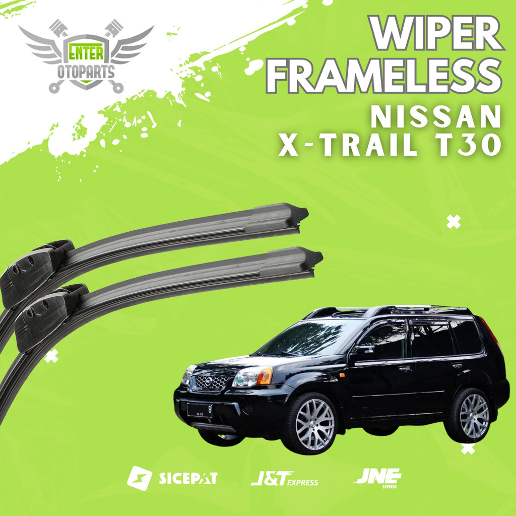 Wiper Mobil Frameless Nissan X-Trail Xtrail T30 | 1 Set Kiri & Kanan Tanpa Rangka Besi Full Karet W1