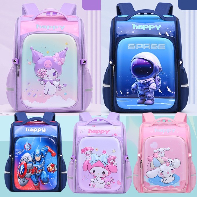 Tas Tabung Anak SD Cowok Cewek/Ransel Happy Sanrio Astronot Import Besar