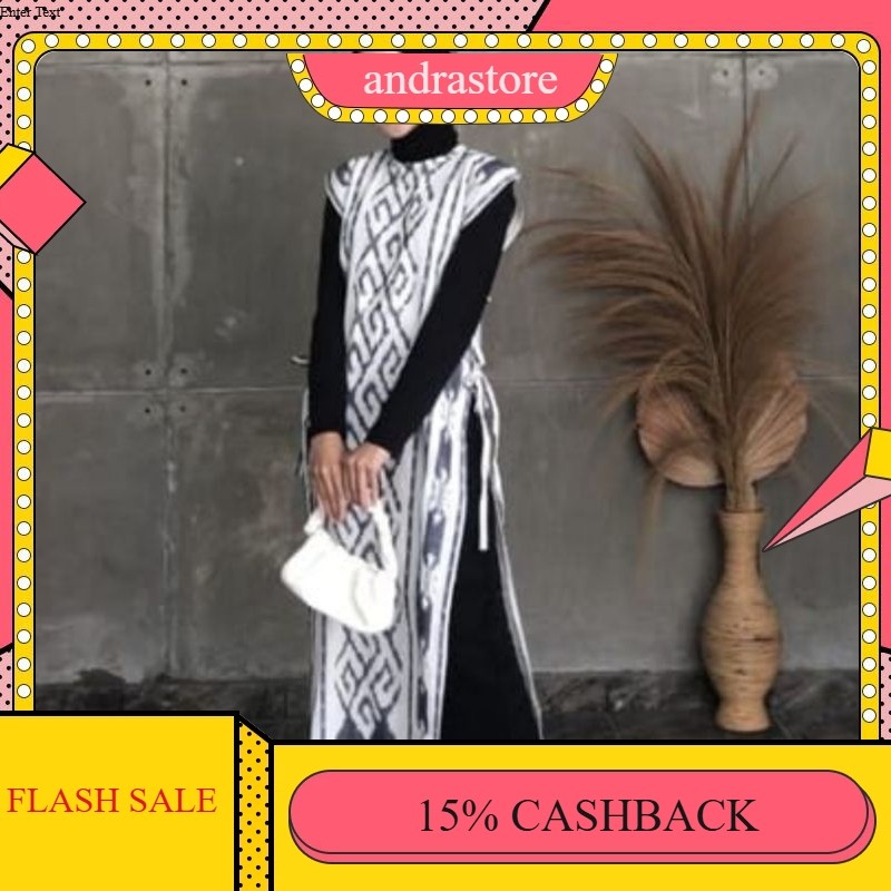 Tora vest wanita tenun etnik panjang tanpa lengan , ROMPI / OUTER