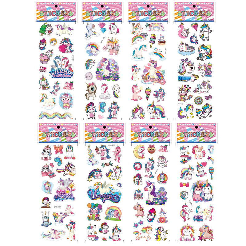 

8 Sheets/Set 3D Cartoon Waterproof Bubble DIY Unicorn Zoo Animals Stickers Kids Notebook Decoration Toy For Children Boys Girls