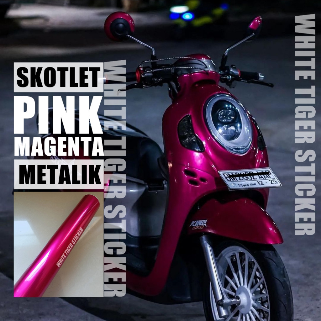 SKOTLET STIKER MOTOR PINK MAGENTA METALIK CANDY LEBAR 50CM SCOTLTE PINK MAGENTA METALIK SKOTLET PINK