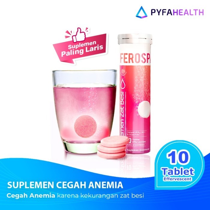 Ferospat Mencegah Anemia Rasa Strawberry (10 Tablet Effervescent)