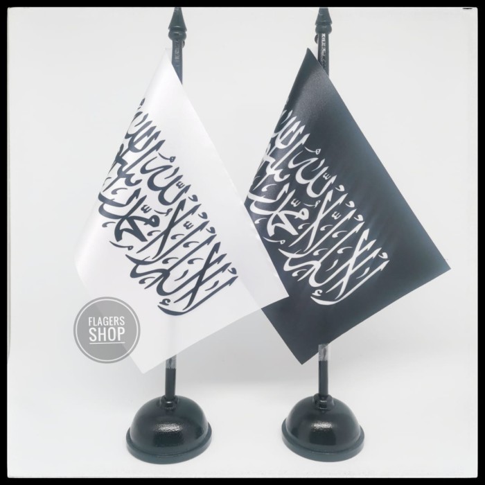 BENDERA MEJA TAUHID + TIANG KAYU - Putih