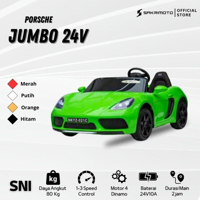 Mainan Mobil Aki 021 YSA PORSCHE 24Volt Remote Control JUMBO XTRA Seater
