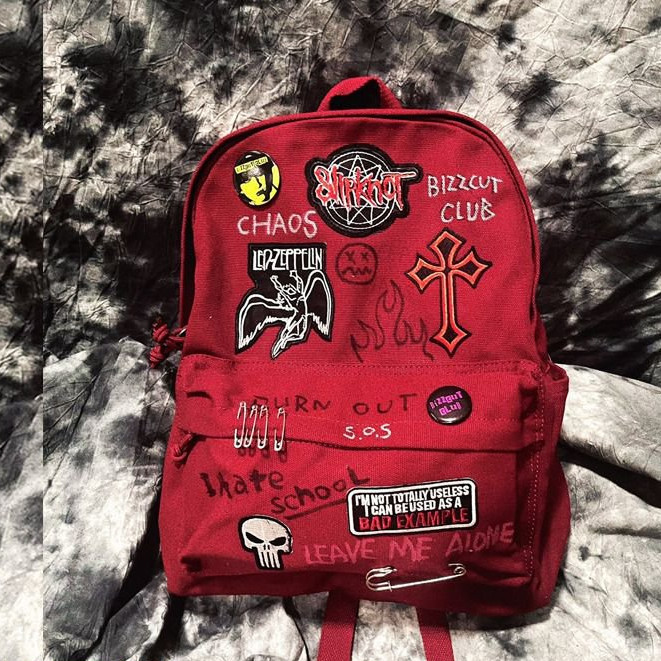 y2k Tas ransel sekolah pria rock punk kapasitas besar/y2k bagpack/tas sekolah y2k aesthetic (30*40*1