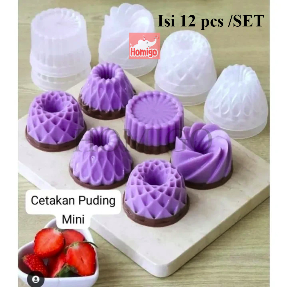 Homigo Isi 12pcs Cetakan Puding Mini Agar Agar Loyang Puding Cetakan Jelly Kue Mini Viral Loyang Pud