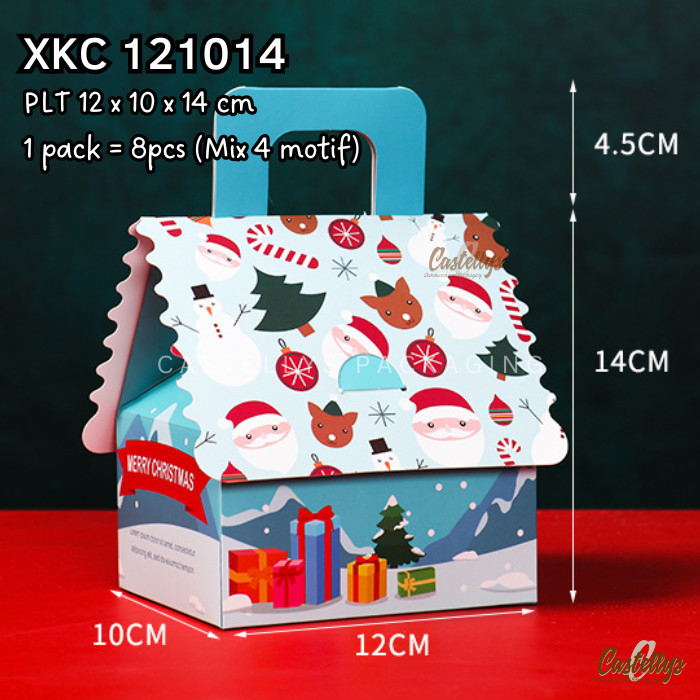 

[8 pcs] XKC 121014 Kotak Box Natal Cookies Snack Permen Souvenir Hampers Christmas