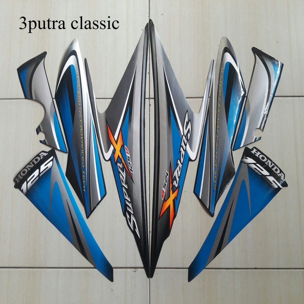 sticker striping motor supra x 125d 2010 biru