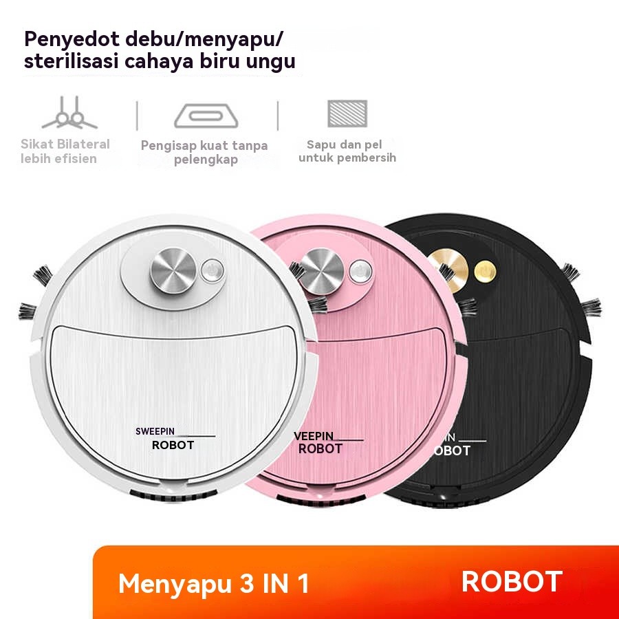 3 in 1 Robot Penyapu Cerdas Penyapu Rumah Penyedot Debu Penyedot Debu Nirkabel Pembersihan yang Kuat
