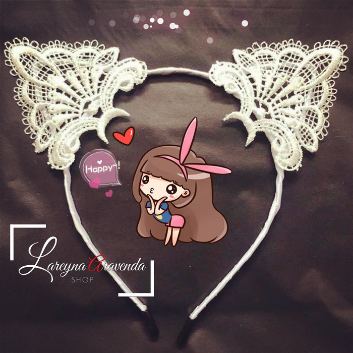 MURAH✨ - Bando Imut Lucu Sexy Untuk Pesta Model Kuping Kucing AL003 - Hitam