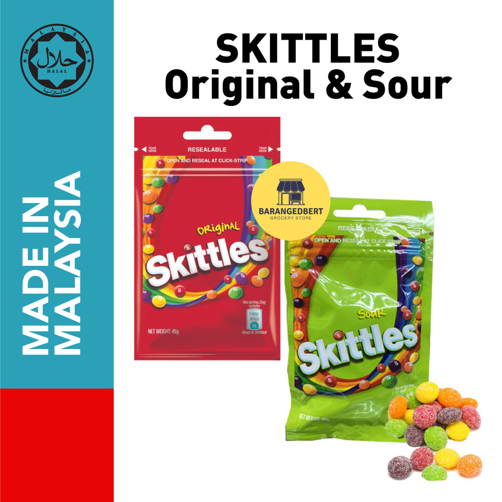 

SKITTLES Candy / Permen Skittles Original / Sour ORI Malaysia [HALAL]