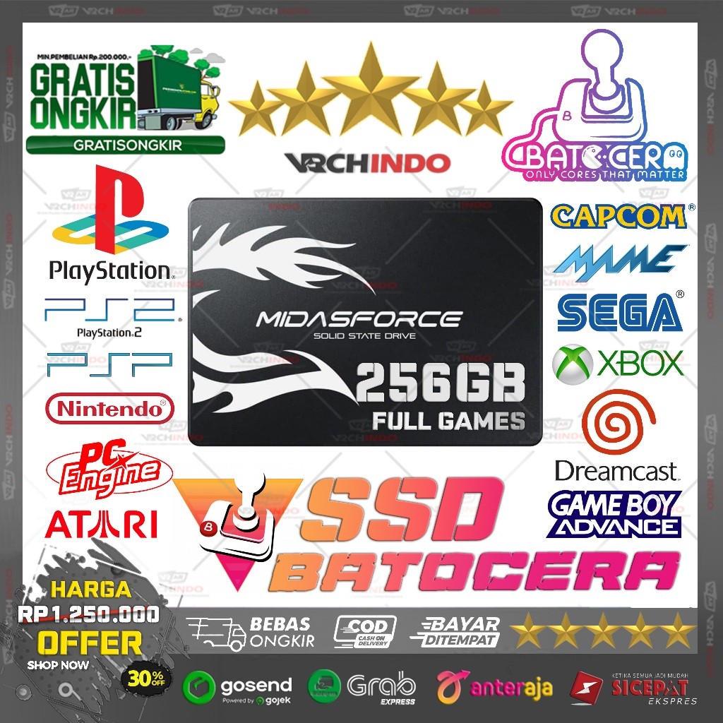 256GB SSD External Game Retrobat / Batocera Emulator Emulator - All in One Games Console Retro Emula