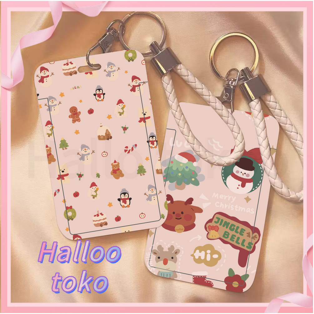 

ID CARD HOLDER MOTIF KAWAII TEMPAT KARTU PHOTOCARD PHOTO CARD Pelindung + Tali, Hewan-hewan kecil merayakan Natal