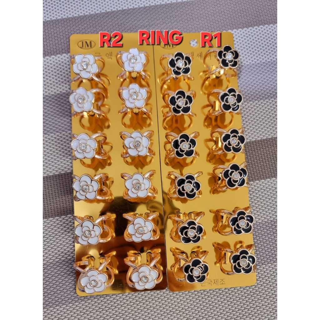 Lusinan Ring Hijab Motif Bunga Mawar Hitam Dan Putih - Ring Hijab Terbaru - Aksesoris Tambahan - Aks