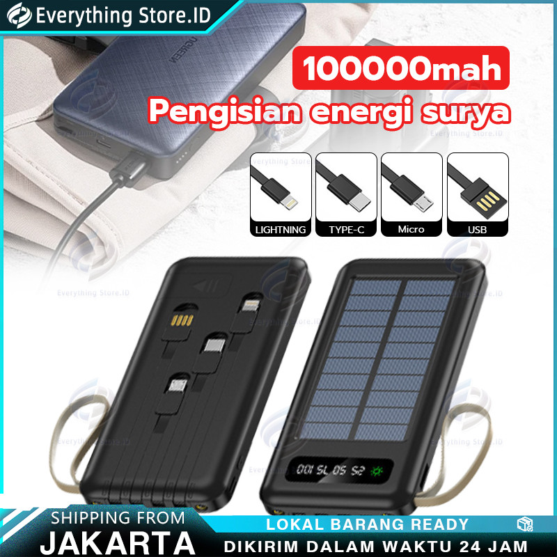 100000 mAh Powerbank Robot Power Bank Solar Cell Tenaga Surya Portable Led Indikator Multifungsi  50
