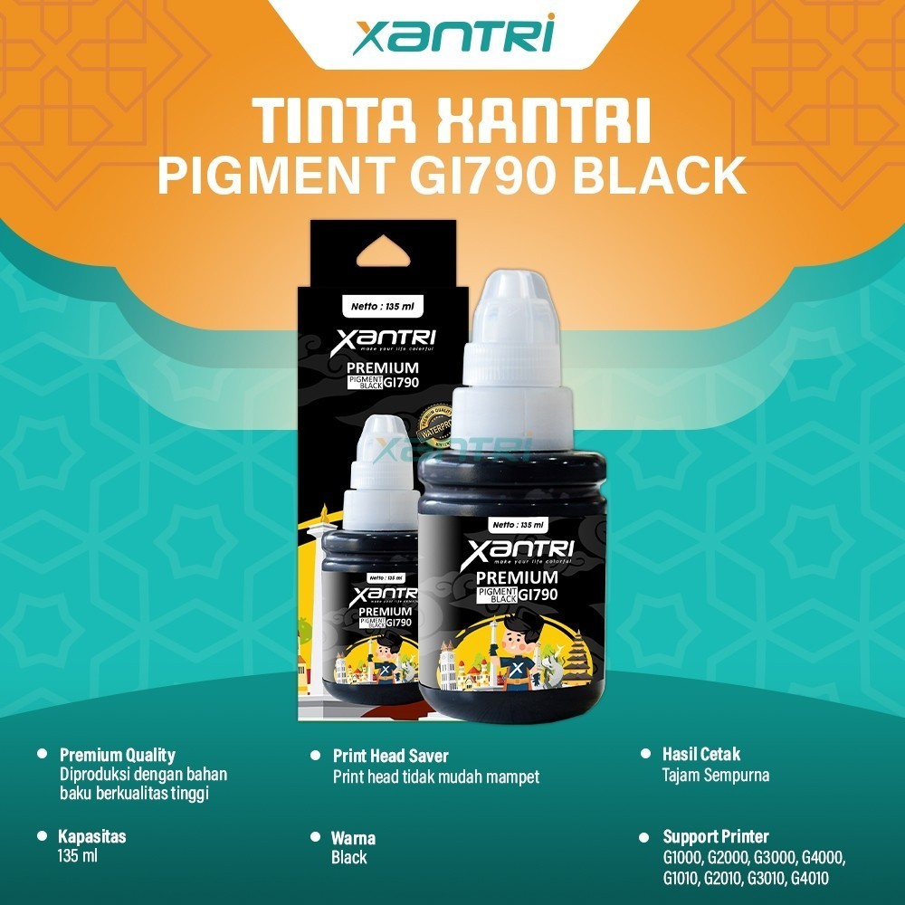 Xantri - Tinta Xantri Dye Base GI790 GI-790 GI 790 Cyan Magenta Yellow 70ml Black 135ml Compatible F