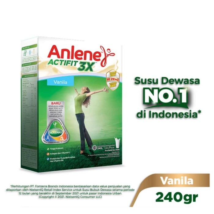 

Anlene Actifit 3X Hi-Calcium vanila 240gr Termurah