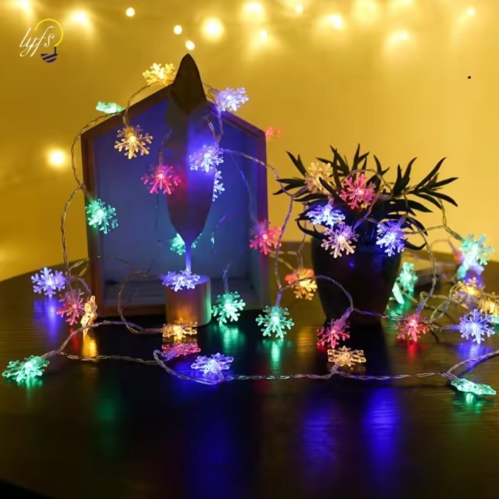 6782 Lampu Tumblr Led Snowflake Battery / Lampu Led Pohon Natal 3 Meter