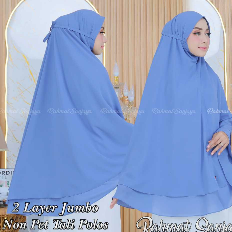 Jilbab Khimar 2 Layer Jumbo Syar'i Non Pet Tali Ceruty Babydoll Premium Import Terbaru