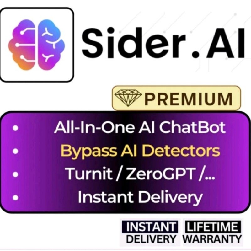 Sider AI Premium  ALL IN ONE CHATBOT) BYpassGPT 4+Claude AI+Gemini Pro  ChatPDF  GPT4+ Claude + CHAT