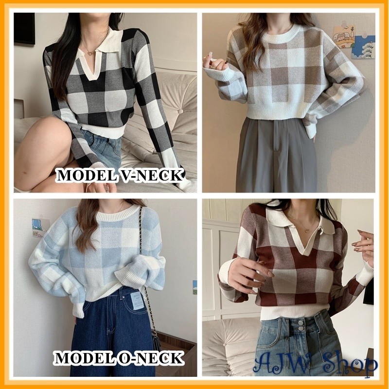 ATASAN CROP TOP LENGAN PANJANG IMPORT KOREAN STYLE BAHAN TEBAL DAN HALUS RH TP | RAJUT CROP LENGAN P