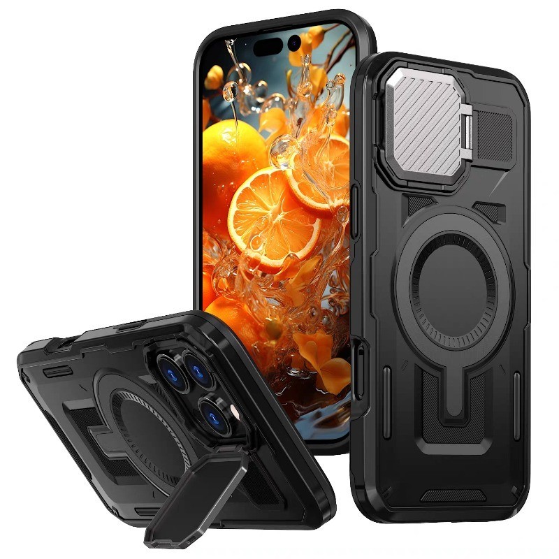 Lens Protection Armor Phone Case for iPhone 16 15 14 13 12 Pro Max Casing with Car Magnetic Ring Bra