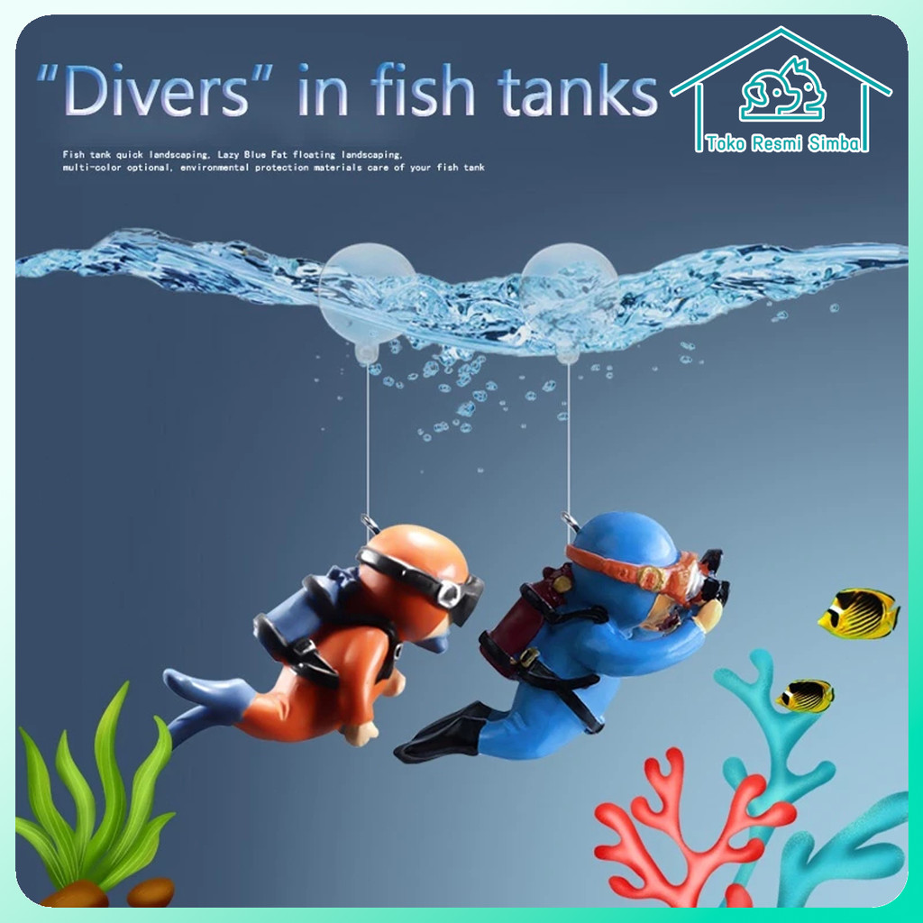 Hiasan Aquarium Karakter Resin – Spongebob, Squidward, Patrick & Penyelam untuk Dekorasi Akuarium Te