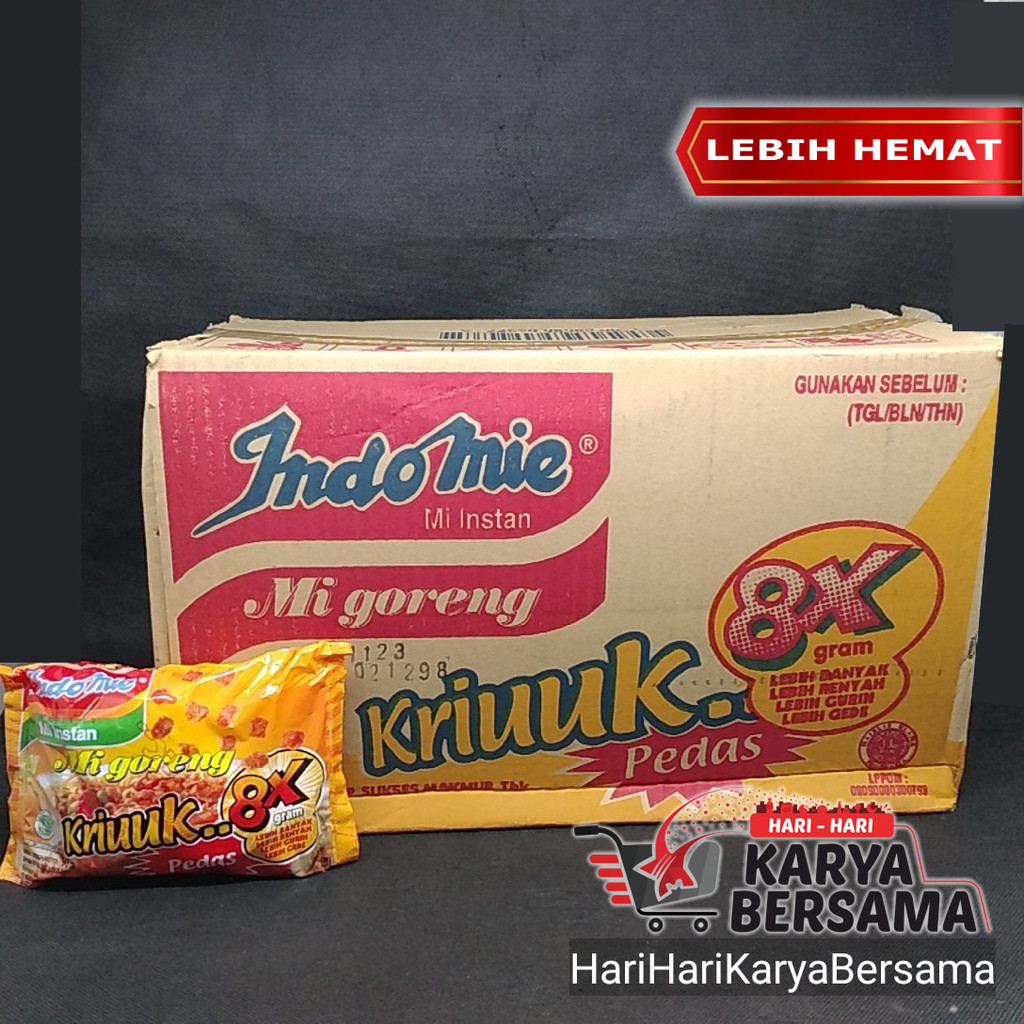 

MIE INSTAN INDOMIE GORENG KRIUK KRIUUK PEDAS PER KARTON ISI 40 PCS X 90GR