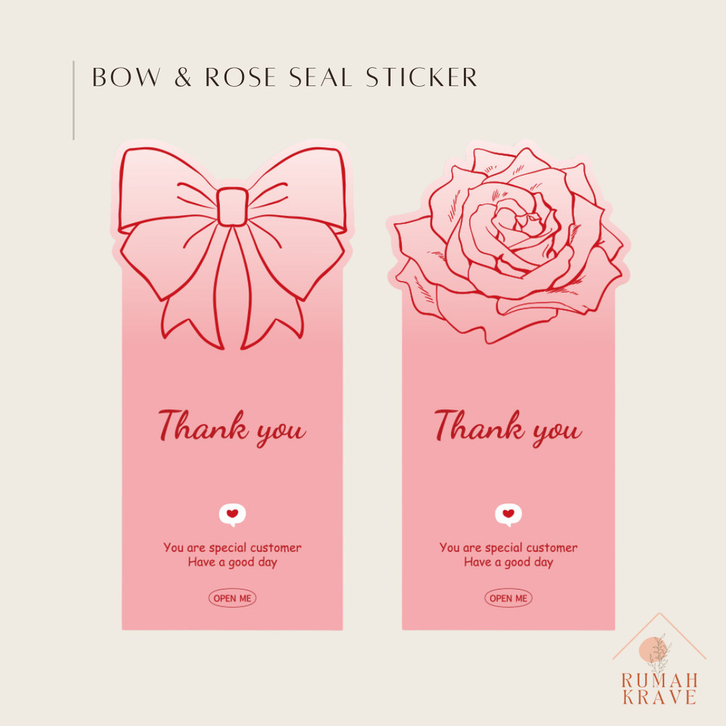 

RUMAH KRAVE - (50pcs) Bow and Rose Seal Sticker Olshop Small Business