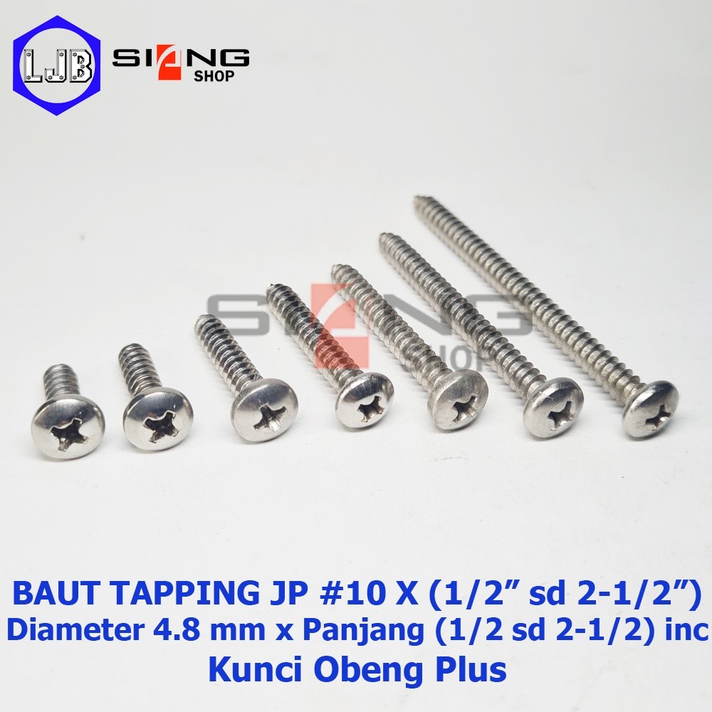 Baut Stainless JP #10 Sekrup Tapping Screw