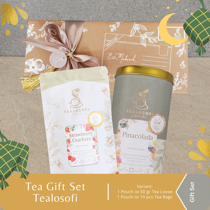 

[Best Seller] Tea Gift Set Tealosofi - Healthy Herbal Hampers Kado Souvenir - 10 Pcs Tea Bags, Strawberry Crck