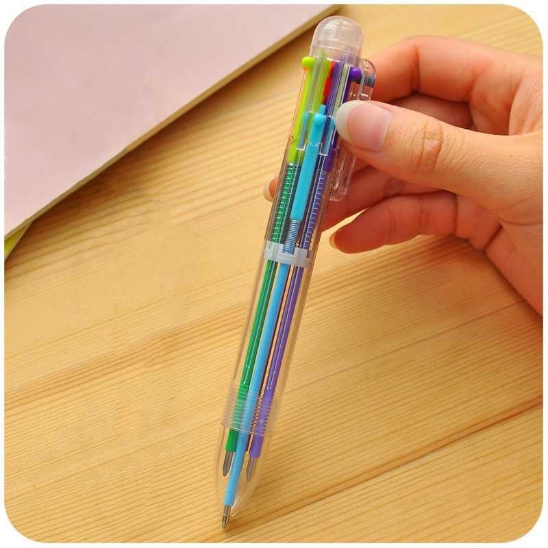 

COD Pulpen Pena Bolpoin 6 Warna Warni Multi Color Unik Satuan 1 Pcs