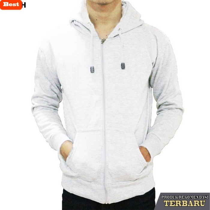hoodie pria keren JAKET HOODIE ZIPPER PUTIH TEBAL PREMIUM , BAHAN HANGAT PRIA WANITA - ZIPER PUTIH, 
