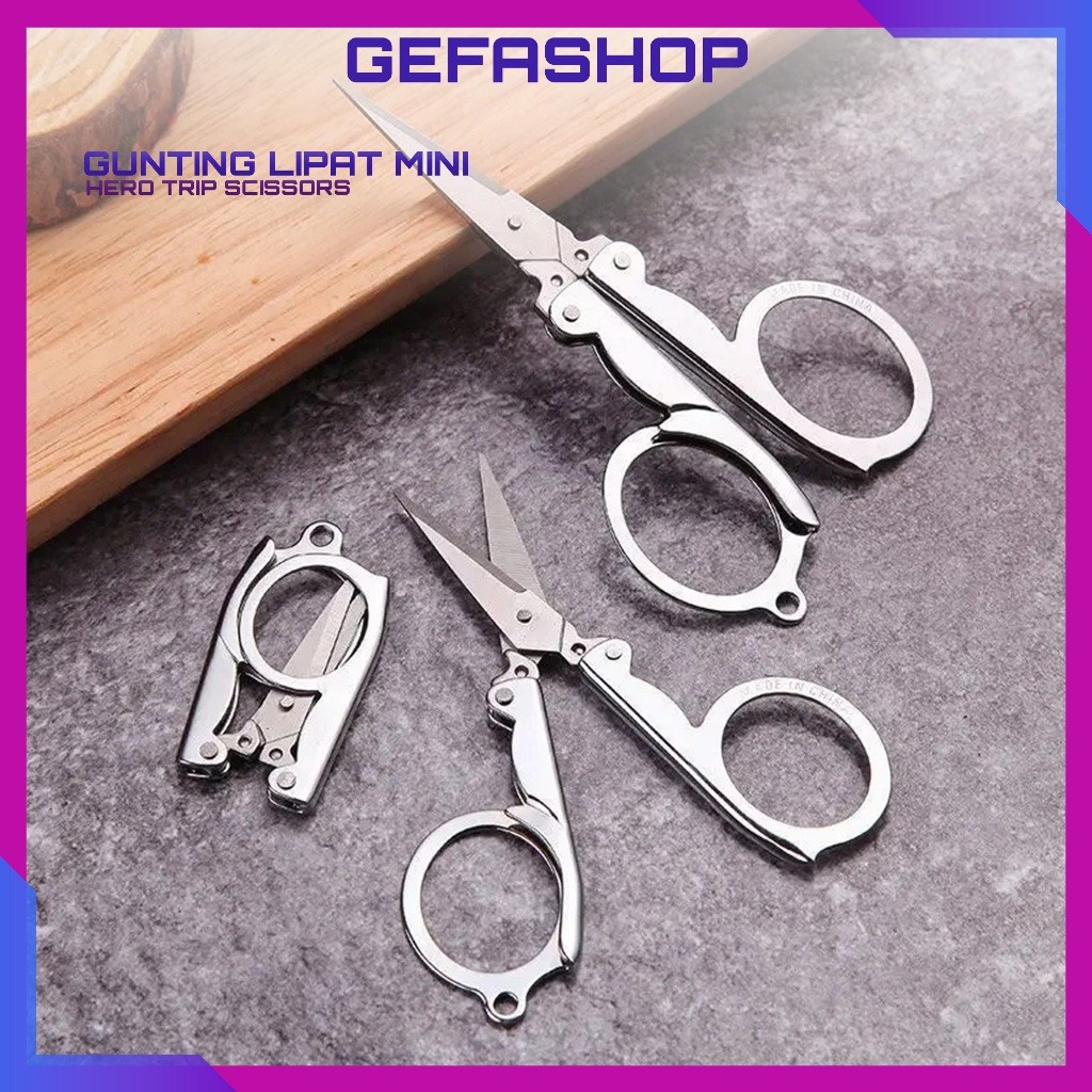 

GEFASHOP GUNTING LIPAT Kecil Saku Hero Trip Folding Scissors Stainless Steel