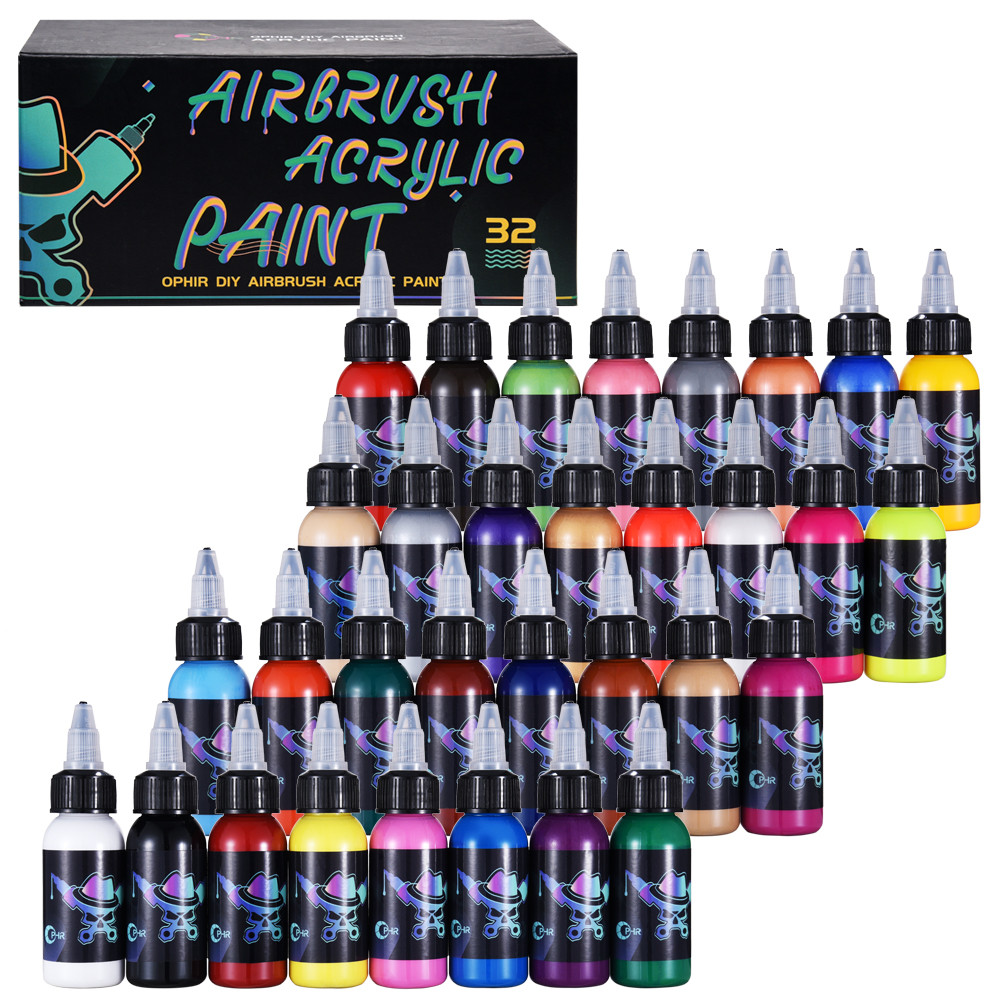 

24/32 Colors Airbrush Acrylic Paint for Model Shoes Leather Painting Nail Art 30ml DIY Ink Airbrush Paint TA005