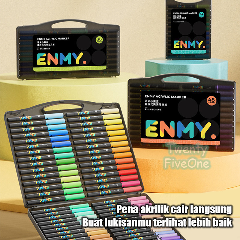

ENMY Akrilik Pen Langsung Cairan Lukisan Mahasiswa Dedicated Waterproof Stackable Kotak Hitam Kecil