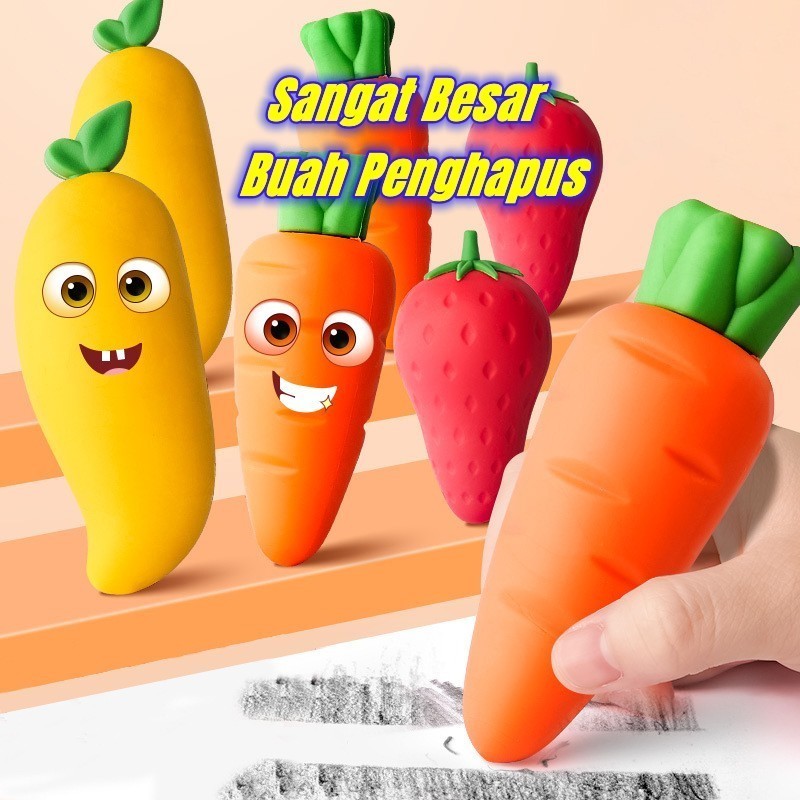 

【Raedy】Penghapus Buah Alat Tulis Kreatif,Besar Eraser Wortel Stroberi Mangga Lucu