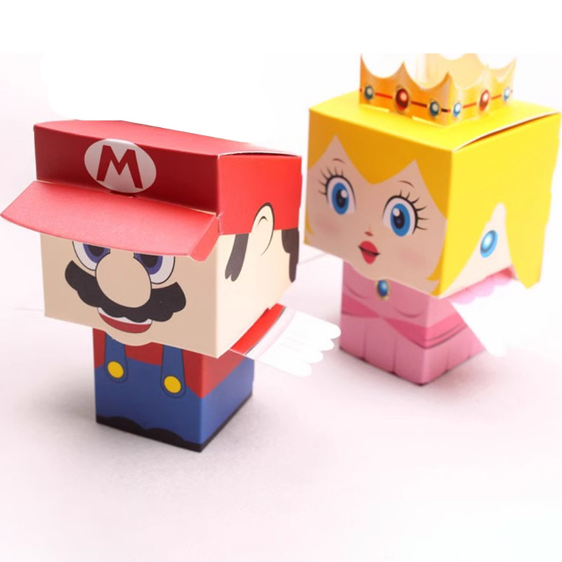 

10pcs Super Mario Bros Party Candy Box Anime Children Birthday Party Gift Box Cartoon Baby Shower Cookies Snacks Packaging Box